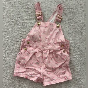 The Beaufort Bonnet Company Pink Floral Choo Choo Overalls 3T